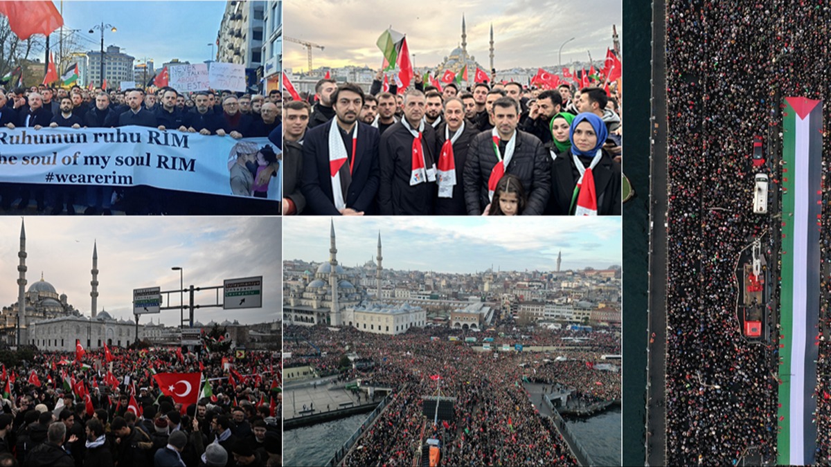 ''�ehitlerimize Rahmet, Filistin'e Destek, �srail'e Lanet'' i�in y�z binler Galata K�pr�s�'nde bulu�tu