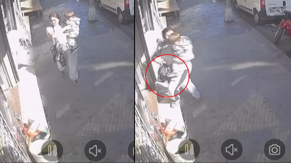 Bebe�inden de utanmad� h�rs�zl�k yapt�! Fatih'te bir kad�n motosiklet kask� �ald�